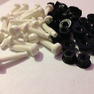 White Number Plate Plastic Fixing Screws & Black Nuts