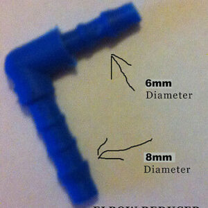 90 deg elbow barbed reducer | Flexible and Fasteners Distributor of Flexible PVC Fuel Pipes & Fasteners, 8mm - 6mm ELBOW BARBED REDUCER PLASTIC CONNECTOR
